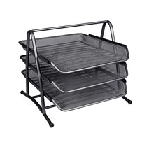 Bandeja Sobremesa Metalica Q-Connect Kf00823 Rejilla Negra 3 Bandejas Movibles 350X278X275 Mm