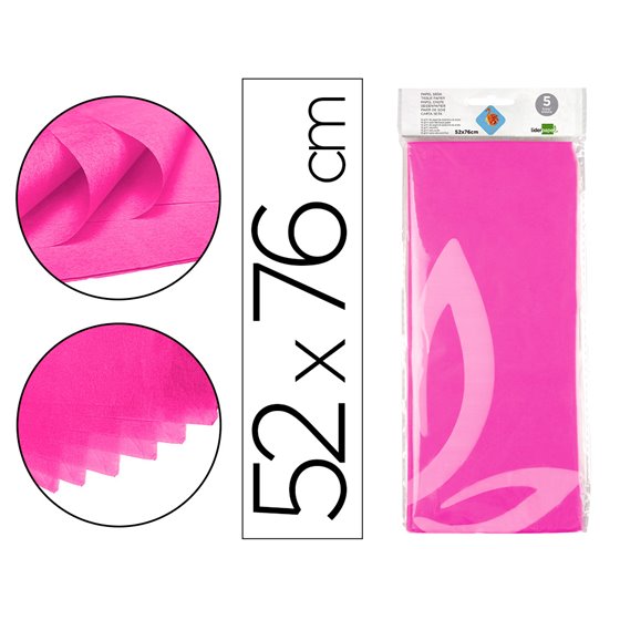 Papel Seda Liderpapel 52X76Cm 18G/M2 Bolsa De 5 Hojas Rosa Fuerte