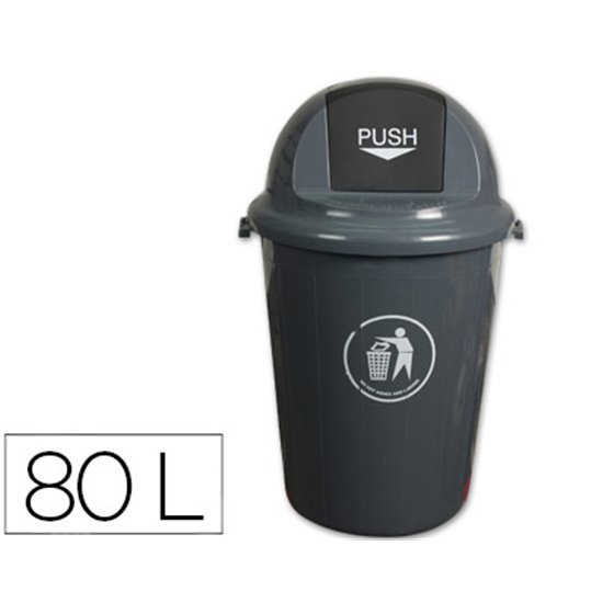 Papelera Contenedor Q-Connect Plastico Con Tapadera 80L Color Gris 450X760 Mm