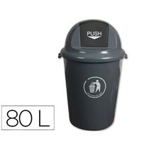 Papelera Contenedor Q-Connect Plastico Con Tapadera 80L Color Gris 450X760 Mm