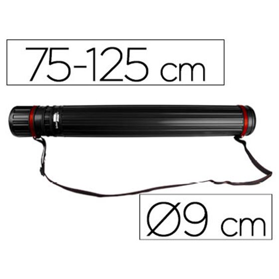 Portaplanos Plastico Liderpapel Diametro 9 Cm Extensible Hasta 125 Cm Negro