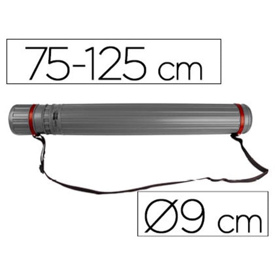Portaplanos Plastico Liderpapel Diametro 9 Cm Extensible Hasta 125 Cm Gris