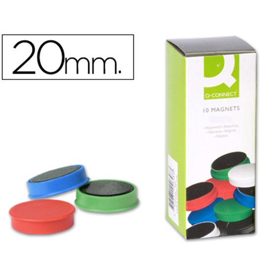 Iman Para Sujecion Q-Connect Ideal Para Pizarras Magneticas20 Mm Colores Surtidos Caja De 10 Unidades