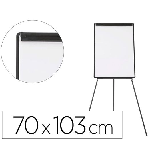 Pizarra Blanca Q-Connect Con Tripode 100X70 Cm Para Convenciones Superficie Laminada Marco Negro