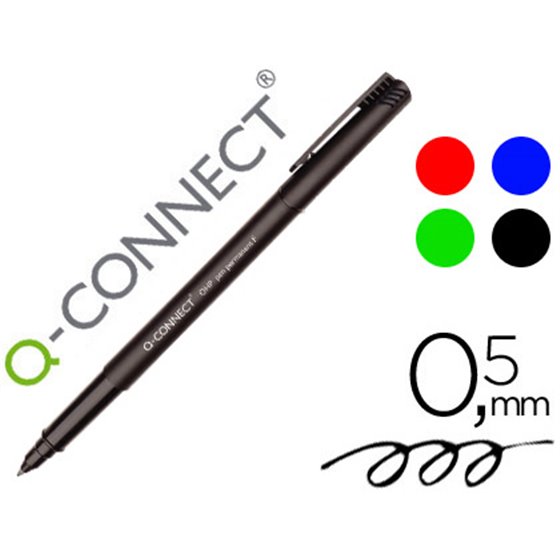 Rotulador Q-Connect Retroproyeccion Punta Fibra Super Fina Redonda 0.5 Mm Permanente Bolsa 4 Rotuladores