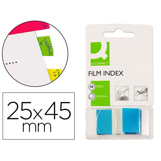 Banderitas Separadoras Q-Connect Azules Dispensador De 50 Unidades