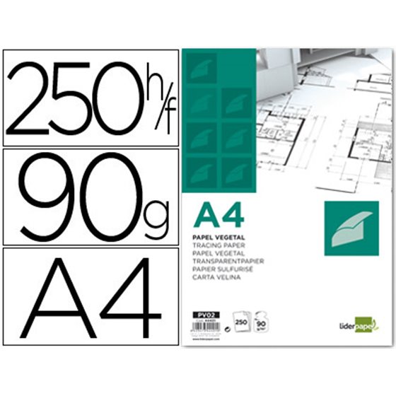 Papel Dibujo Liderpapel 210X297Mm 90G/M2 Vegetal