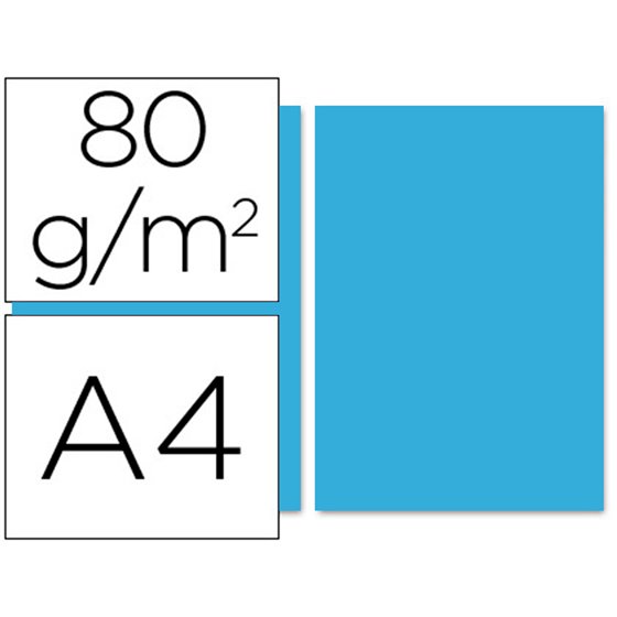 Papel Color Liderpapel A4 80Gr Azul Turquesa Paquete De 100 Hojas