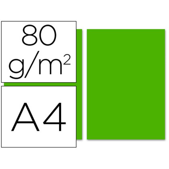 Papel Color Liderpapel A4 80Gr Verde Intenso Paquete De 100 Hojas