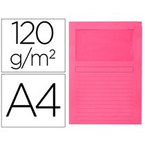 Subcarpeta Cartulina Q-Connect Din A4 Rosa Con Ventana Transparente 120 G/M2