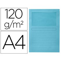 Subcarpeta Cartulina Q-Connect Din A4 Azul Con Ventana Transparente 120 G/M2