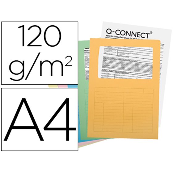 Subcarpeta Cartulina Q-Connect Din A4 Colores Surtidos Con Ventana Transparente 120G/M2 Paquete De 25 Unidades