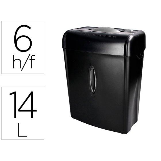 Destructora De Documentos Q-Connect Kf17970 Capacidad De Corte 6 H Destruye Grapas Clips Y Tarjetas Papelera 14L