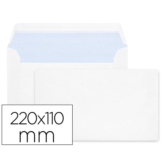 Sobre Liderpapel N 2 Blanco Din Americano 110X220 Mm Tira De Silicona Paquete De 25 Unidades
