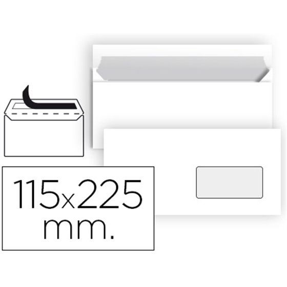 Sobre Liderpapel N 4 Blanco Americano Ventana Derecha 115X225 Mm Tira De Silicona Paquete De 25 Unidades
