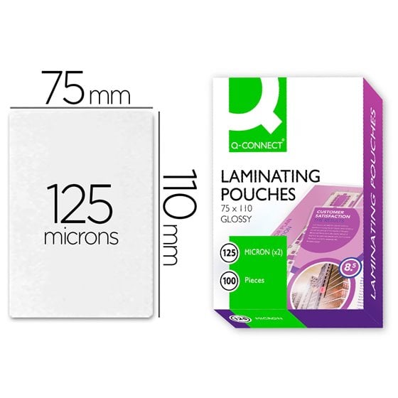 Bolsa De Plastificar Q-Connect 110 X 75 Mm 125 Mc Carnet De Identidad Caja De 100 Unidades