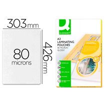 Bolsa De Plastificar Q-Connect 303 X 426 Mm 80 Mc Din A3 Caja De 100 Unidades
