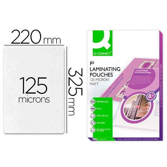 Bolsa De Plastificar Q-Connect 325 X 220 Mm 125 Mc Folio Caja De 100 Unidades