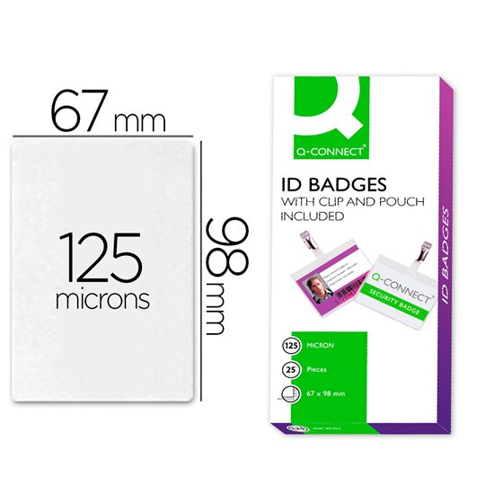 Bolsa De Plastificar Q-Connect 67X98 Mm 125 Mc Con Clip Para Tarjetas De Visita Caja De 25 Unidades