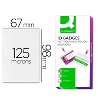 Bolsa De Plastificar Q-Connect 67X98 Mm 125 Mc Con Clip Para Tarjetas De Visita Caja De 25 Unidades