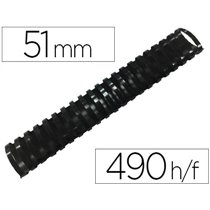 Canutillo Q-Connect Ovalado 51 Mm Plastico Negro Capacidad 490 Hojas Caja De 10 Unidades
