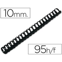 Canutillo Q-Connect Redondo 10 Mm Plastico Negro Capacidad 95 Hojas Caja De 100 Unidades