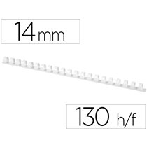 Canutillo Q-Connect Redondo 14 Mm Plastico Blanco Capacidad 130 Hojas Caja De 100 Unidades