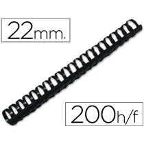 Canutillo Q-Connect Redondo 22 Mm Plastico Negro Capacidad 200 Hojas Caja De 50 Unidades