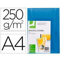 Tapa De Encuadernacion Q-Connect Carton Din A4 Azul Simil Piel 250 Gr Caja De 100 Unidades
