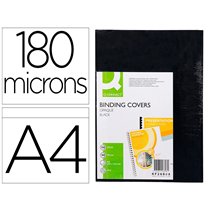 Tapa De Encuadernacion Q-Connect Pvc Din A4 Opaca Negra 180 Micras Caja De 100 Unidades
