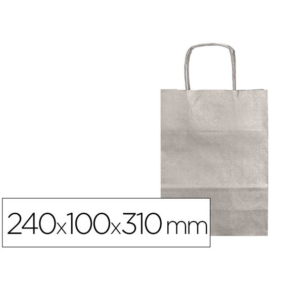 Bolsa Kraft Q-Connect Plata Asa Retorcida 240X100X310 Mm