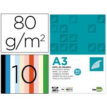 Papel Color Liderpapel A3 80Gr 10 Colores Surtidos Paquete 100 Hojas