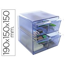 Archicubo Archivo 2000 4 Cajones Organizador Modular Plastico Azul Transparente 190X150X150 Mm