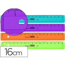 Regla M+R 16 Cm Plastico Graduada Y Biselada Colores Surtidos