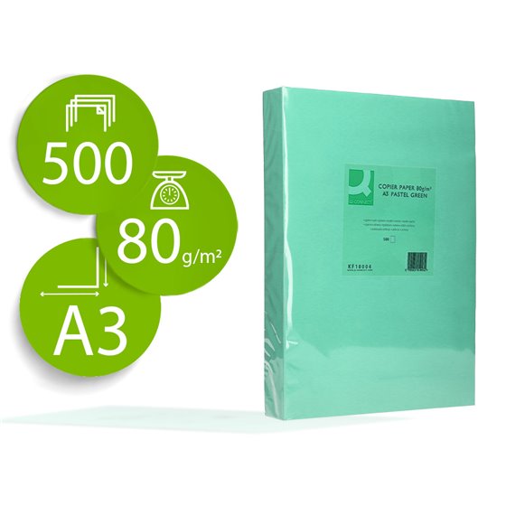 Papel Color Q-Connect Din A3 80Gr Verde Paquete De 500 Hojas