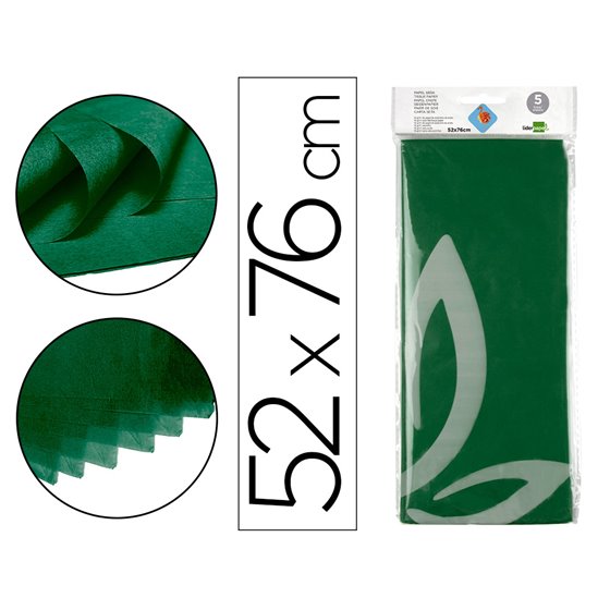 Papel Seda Liderpapel 52X76Cm 18G/M2 Bolsa De 5 Hojas Verde Oscuro