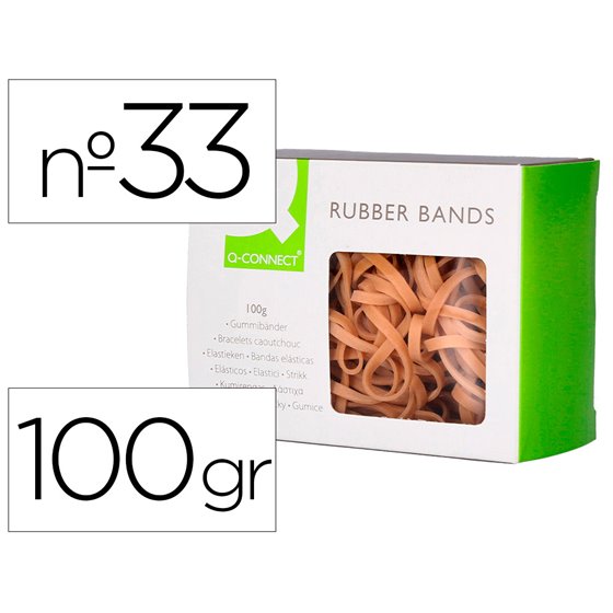 Gomillas Elasticas Q-Connect 100 Gr Numero 33 90 X 3 Mm
