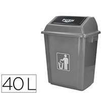 Papelera Contenedor Q-Connect Plastico Con Tapa De Balancin 40 Litros Gris 410X280X610 Mm