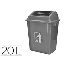 Papelera Contenedor Q-Connect Plastico Con Tapa De Balancin 20 Litros Gris 340X240X450 Mm