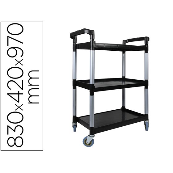 Carro De Servicio Multifuncional Q-Connect 3 Estantes De Polipropileno 830X420X970 Mm