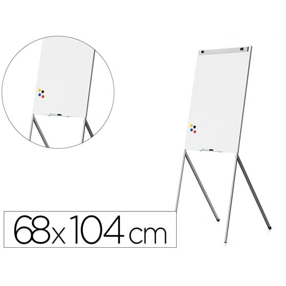 Pizarra Blanca Rocada Para Conferencias Lacada Magnetica Metalica Con Brazo Extensible Lateral Para 2 Hojas 68X104 Cm