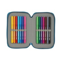 Estuche Escolar BLACKFIT8 Doble 28 Piezas 12,5 x 19,5 x 4 cm.