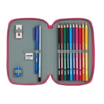 Estuche Escolar BLACKFIT8 Doble 28 Piezas 12,5 x 19,5 x 4 cm.