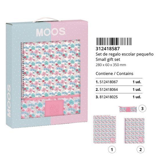 Set De Regalo Pequeño Moos "Flores" 28 x 35 x 6 cm.