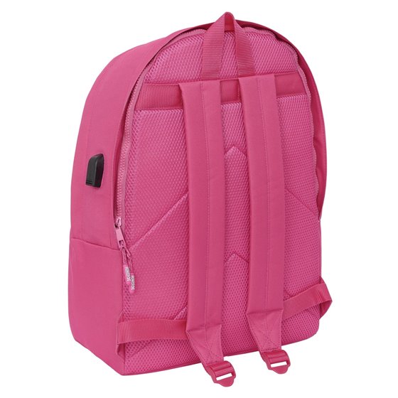 Mochila Doble Para Portatil 15,6"+Usb Munich Basicos "Fucsia" 31 x 44 x 18 cm.