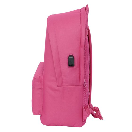 Mochila Doble Para Portatil 15,6"+Usb Munich Basicos "Fucsia" 31 x 44 x 18 cm.