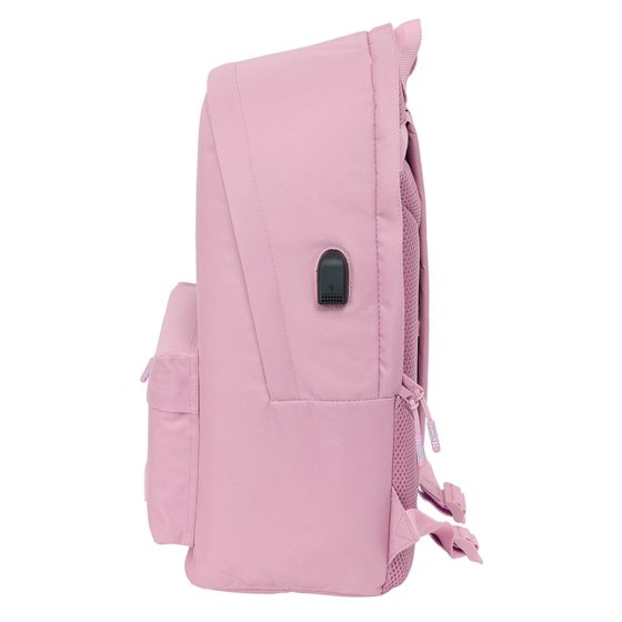 Mochila Doble Para Portatil 15,6"+Usb Munich Basicos "Rosa" 31 x 44 x 18 cm.