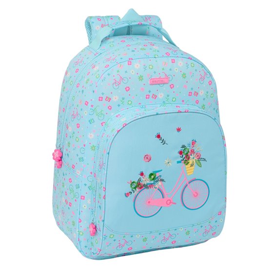 Mochila Adaptable A Carro Reciclado Safta "Bicicleta" 32 x 42 x 15 cm.