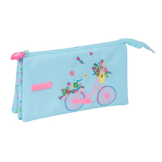 Portatodo Triple Reciclado Safta "Bicicleta" 22 x 12 x 3 cm.