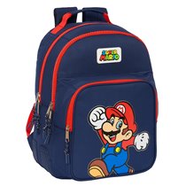 Mochila Doble Adaptable A Carro Super Mario "World" 32 x 42 x 15 cm.